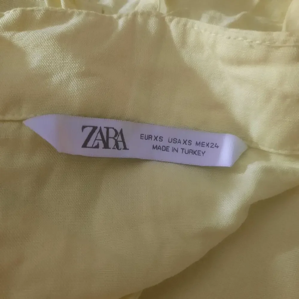 Zara Womens Yellow Back Zip Linen Blend Sleeveless Jumpsuit Size XS